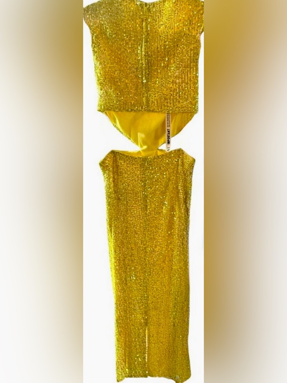 Mac Duggal Marigold Sequin Twist Front Cutout Midi Dress Size 2 New With Tags - Picture 8 of 16